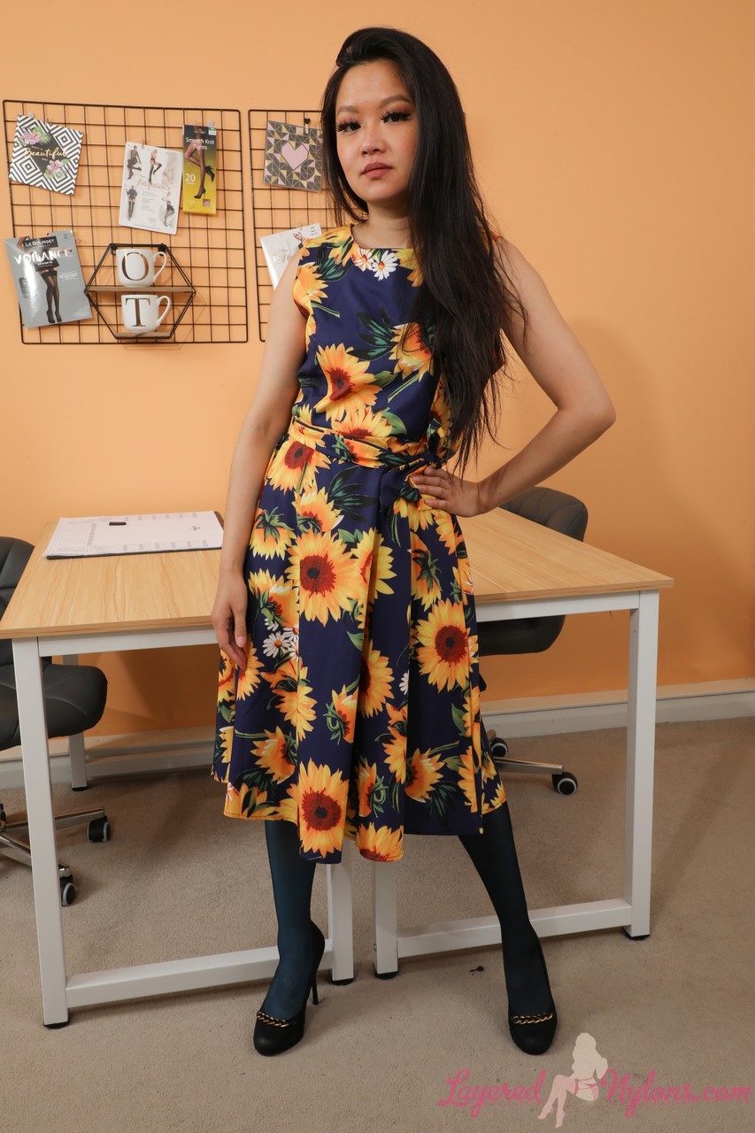 Louisa Lu from Layered Nylons in a summer dress  
